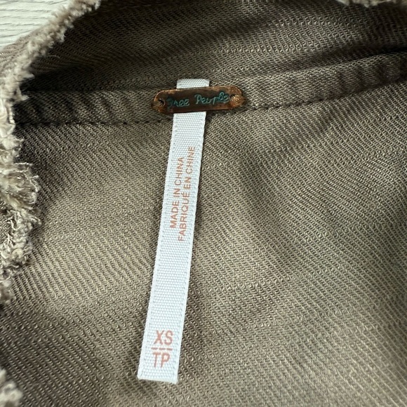 Free People Tan Waterfall Open Front Linen Buckle Raw Femme Jacket - Picture 5 of 11